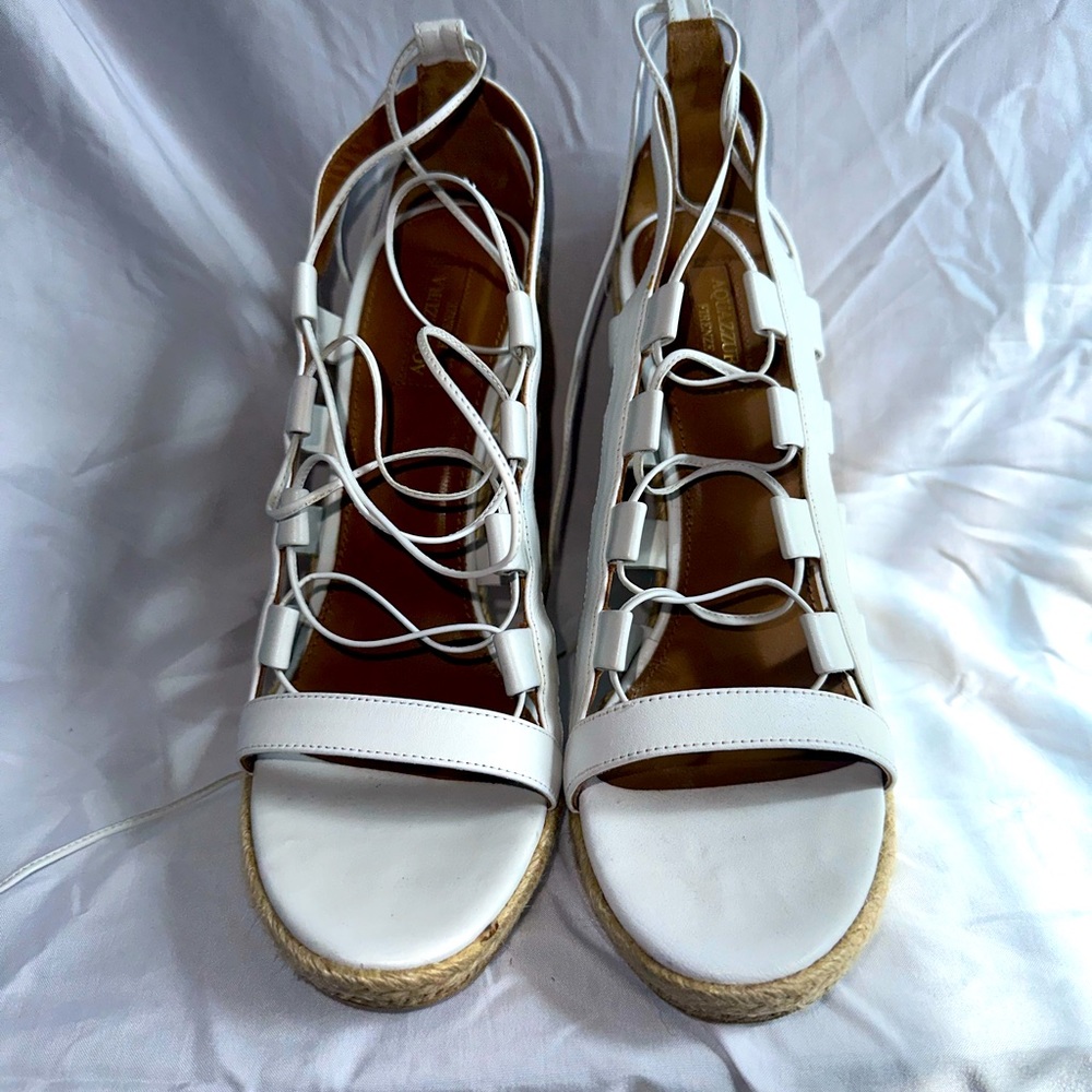 Cute white straps wedges!!